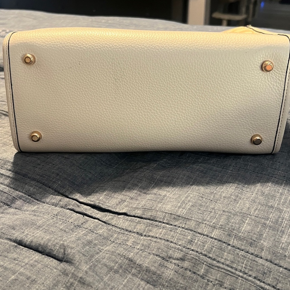 Coach Dempsey Beige Signature Stripe Tote with Leather Trim - Picture 4 of 5